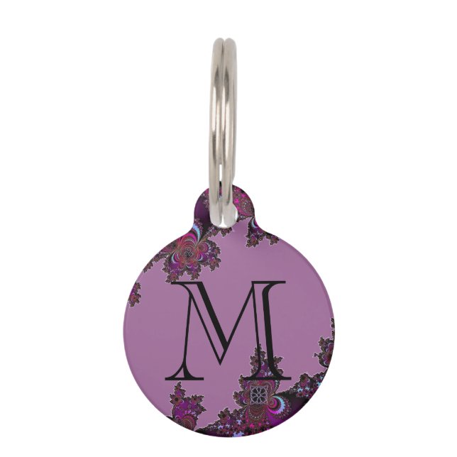 暗いピンクのケルト族のフラクタルデザイン ペット　ネームタグ (裏面)