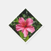 暗いピンクのハイビスカス スタンダードカクテルナプキン (角)