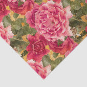 暗いピンクのバラの花柄パターン 薄葉紙 (詳細)