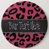 暗いピンクのヒョウのアニマルプリント; チョークの一見 缶バッジ (正面)
