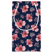 暗いピンクの水彩画パターン スモールペーパーバッグ (裏面)