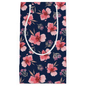 暗いピンクの水彩画パターン スモールペーパーバッグ (正面)