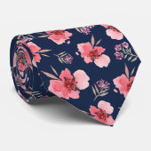 暗いピンクの水彩画パターン ネクタイ (ロール)