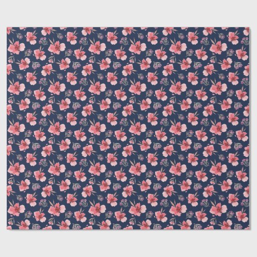 暗いピンクの水彩画パターン ラッピングペーパー (フラット)