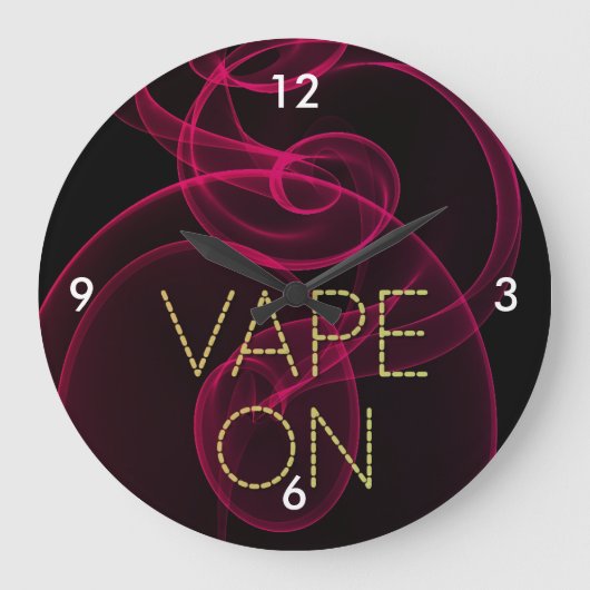 暗いピンクの煙のVape ラージ壁時計 (正面)
