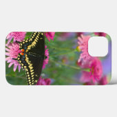 暗いピンクの花の黒いアゲハチョウの蝶 Case-Mate iPhoneケース (裏面 (横))