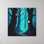 暗いファンタジーの森の謎 キャンバスプリント (正面)