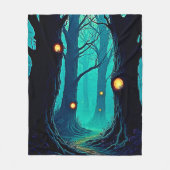 暗いファンタジーの森の謎 フリースブランケット (正面)