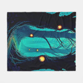 暗いファンタジーの森の謎 フリースブランケット (正面(横))