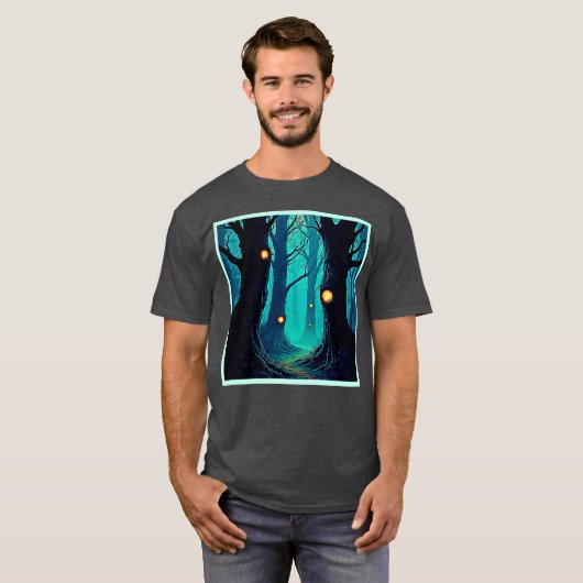 暗いファンタジーの森の謎 Tシャツ (正面フル)