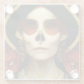 暗いファンタジーゴシックスカル女性2 ガラスコースター (裏面)