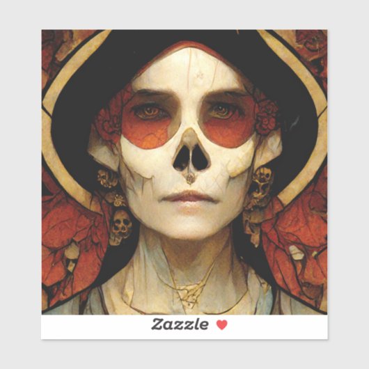 暗いファンタジーゴシックスカル女性2 シール (シート)