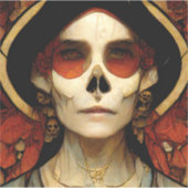 暗いファンタジーゴシックスカル女性2 シール (正面)