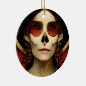 暗いファンタジーゴシックスカル女性2 セラミックオーナメント (右)