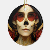 暗いファンタジーゴシックスカル女性2 セラミックオーナメント (左)