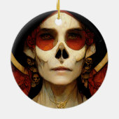 暗いファンタジーゴシックスカル女性2 セラミックオーナメント (裏面)