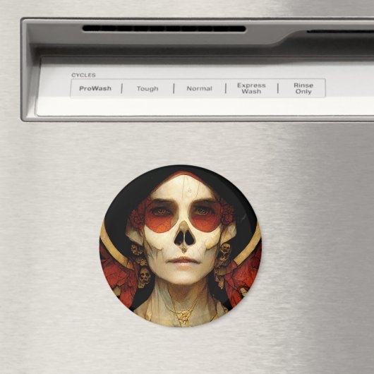 暗いファンタジーゴシックスカル女性2 マグネット (インサイチュ (食洗機))