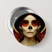 暗いファンタジーゴシックスカル女性2 缶バッジ (正面&裏面)