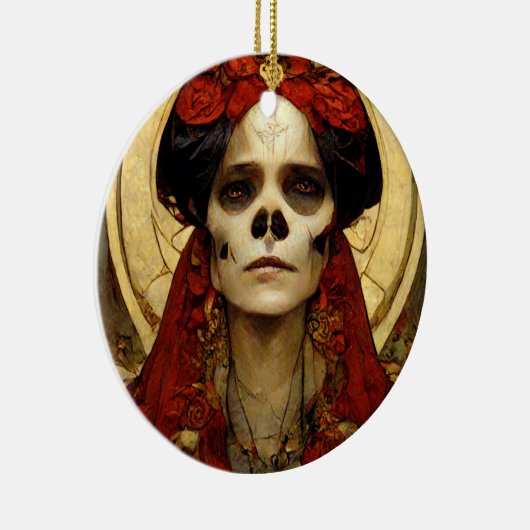 暗いファンタジーゴシックスカル女性3 セラミックオーナメント (右)