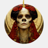 暗いファンタジーゴシックスカル女性3 セラミックオーナメント (裏面)