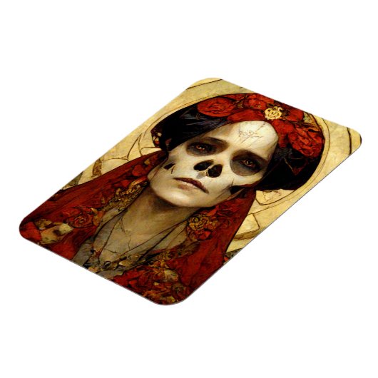 暗いファンタジーゴシックスカル女性3 マグネット (左側)