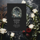 暗いファンタジー城の窓ゴシック結婚のQRコード 招待状