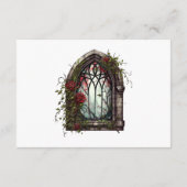 暗いファンタジー城の窓ゴシック結婚ズ エンクロージャーカード (裏面)
