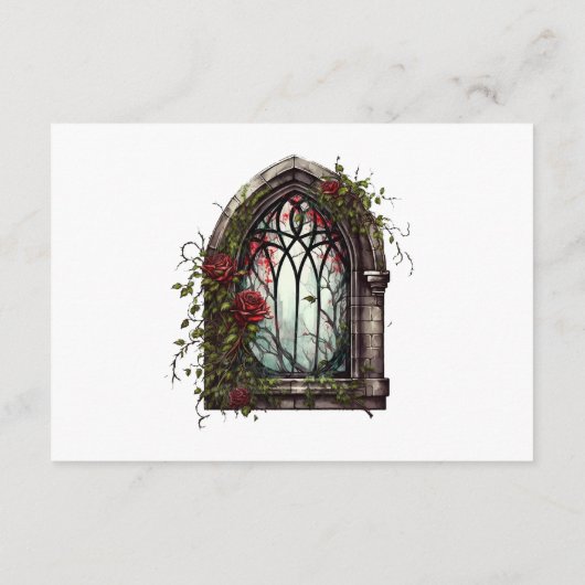 暗いファンタジー城の窓ゴシック結婚ズ エンクロージャーカード (裏面)
