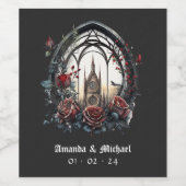 暗いファンタジー城の窓ゴシック結婚ズ ワインラベル (シングルラベル)