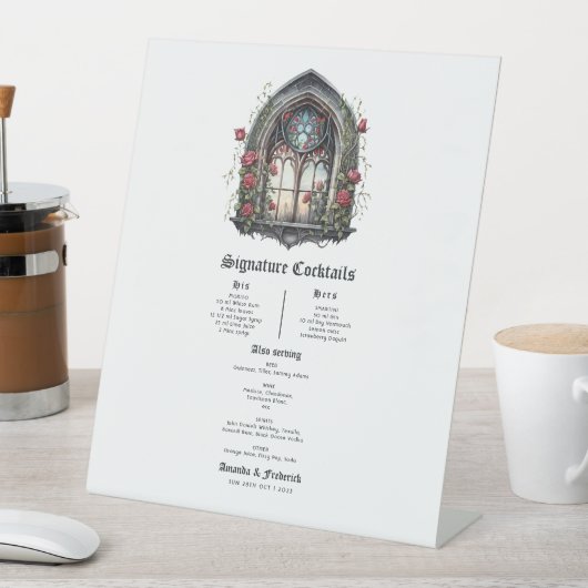 暗いファンタジー城の窓ゴシック結婚ズ 台座サイン (インサイチュ)