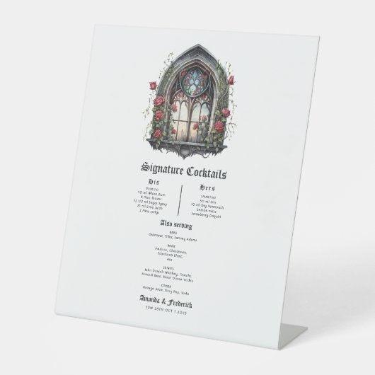 暗いファンタジー城の窓ゴシック結婚ズ 台座サイン (正面)