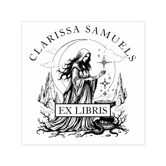 暗いファンタジー魔術師Ex Libris Libraryブック セルフインキングスタンプ (デザイン)