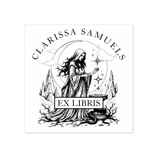 暗いファンタジー魔術師Ex Libris Libraryブック ラバースタンプ (インプリント)