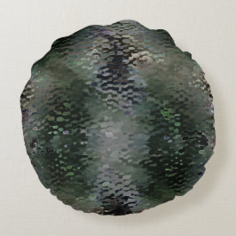 暗いファンドに浮かぶ派手なうろこ板 ラウンドクッション