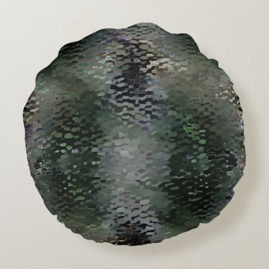 暗いファンドに浮かぶ派手なうろこ板 ラウンドクッション (裏面)