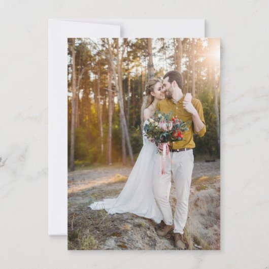 暗いフォトティントオーバーレイモダンミニマル結婚のサイズ 招待状 (裏面)