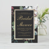 暗いフローラとフェイク金ゴールドフレームブライダルシャワー 招待状 (スタンド正面)