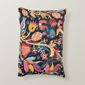 暗いフローラの鳥：装飾的なパターン。 アクセントクッション (裏面(縦))