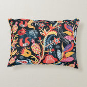 暗いフローラの鳥：装飾的なパターン。 アクセントクッション (裏面)