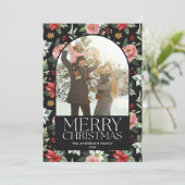 暗いフローラアーチ写真フレームメリークリスマス シーズンカード (スタンド正面)