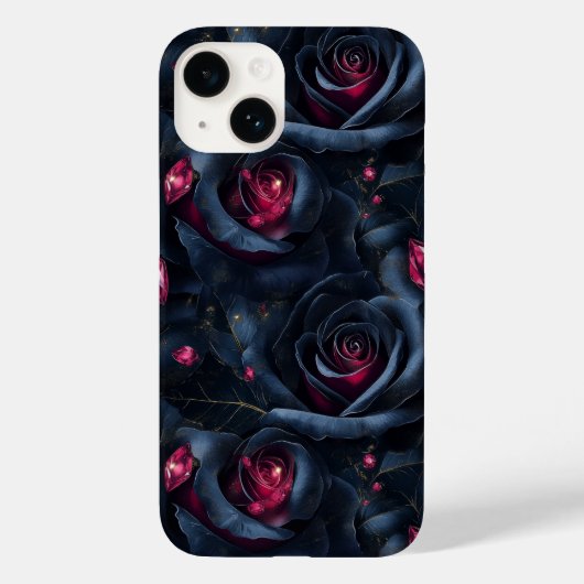暗いフローラシームレスパターン – 黒いバラとRuby Case-Mate iPhoneケース (裏面)