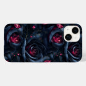暗いフローラシームレスパターン – 黒いバラとRuby Case-Mate iPhoneケース (裏面 (横))