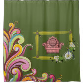 暗いフローラソファのショーカーテン緑 シャワーカーテン (正面)