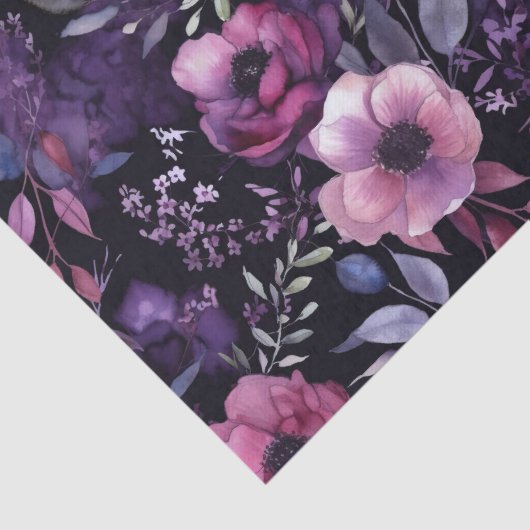 暗いフローラピンク&パープルアネモネデクページ 薄葉紙 (詳細)
