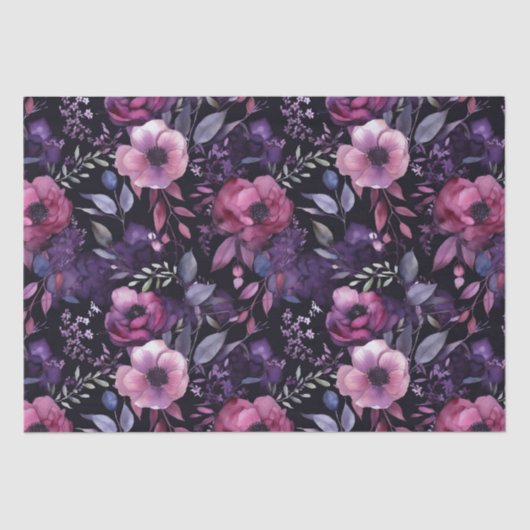 暗いフローラピンク&パープルアネモネデクページ 薄葉紙 (正面)