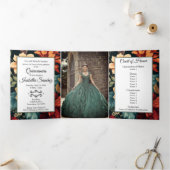 暗いフローラフォトキンセアニェラトリフォールド招待状 三つ折りプログラム (内部)