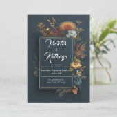 暗いフローラフレーム結婚式招待状 招待状 (スタンド正面)
