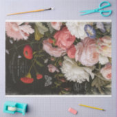 暗いフローラプリントの切り離しティッシュペーパー 薄葉紙 (クラフト)