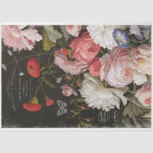 暗いフローラプリントの切り離しティッシュペーパー 薄葉紙 (正面)