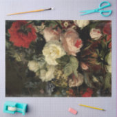 暗いフローラプリントの切り離しティッシュペーパー 薄葉紙 (クラフト)